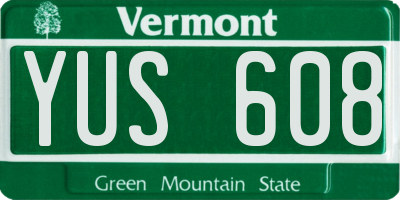 VT license plate YUS608