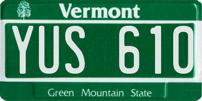 VT license plate YUS610