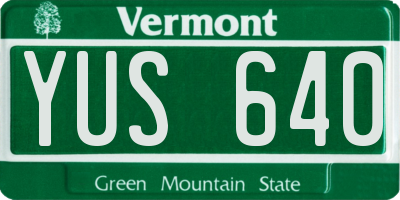VT license plate YUS640
