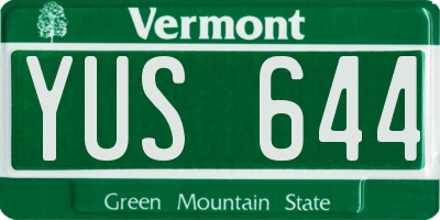 VT license plate YUS644
