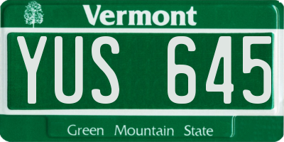 VT license plate YUS645