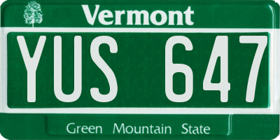 VT license plate YUS647