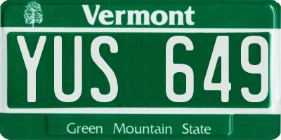 VT license plate YUS649