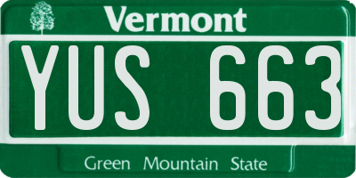 VT license plate YUS663