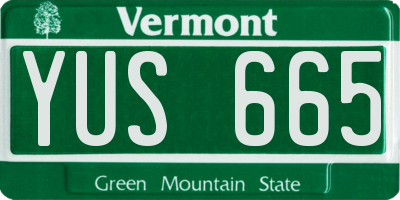 VT license plate YUS665