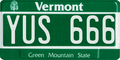 VT license plate YUS666