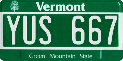 VT license plate YUS667