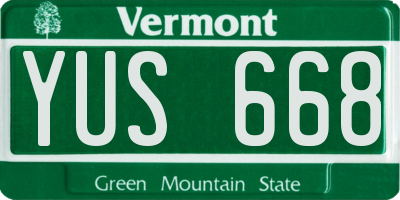 VT license plate YUS668
