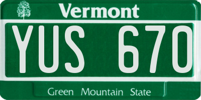 VT license plate YUS670