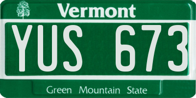 VT license plate YUS673