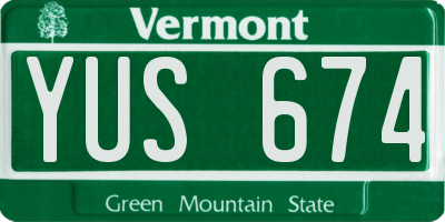 VT license plate YUS674