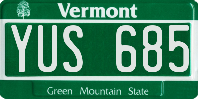 VT license plate YUS685