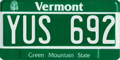 VT license plate YUS692