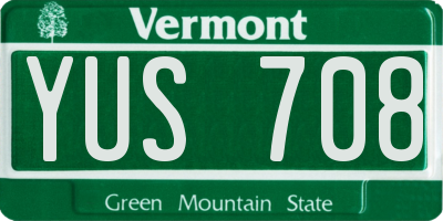 VT license plate YUS708