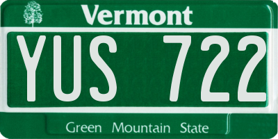 VT license plate YUS722