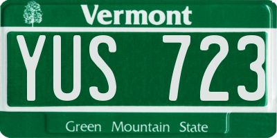 VT license plate YUS723