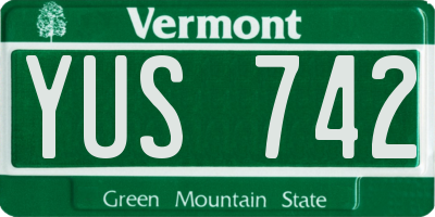 VT license plate YUS742