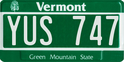 VT license plate YUS747