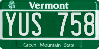 VT license plate YUS758