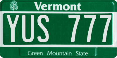 VT license plate YUS777