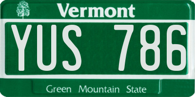 VT license plate YUS786