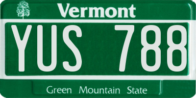 VT license plate YUS788