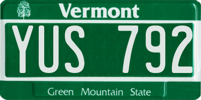 VT license plate YUS792