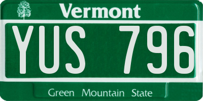 VT license plate YUS796