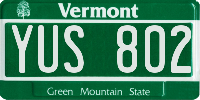 VT license plate YUS802