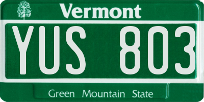 VT license plate YUS803