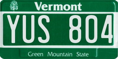 VT license plate YUS804