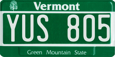 VT license plate YUS805