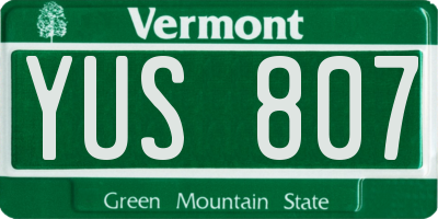 VT license plate YUS807
