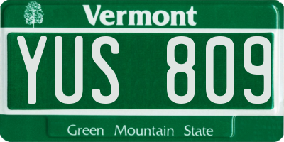 VT license plate YUS809