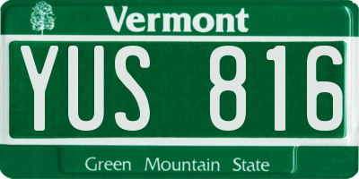 VT license plate YUS816