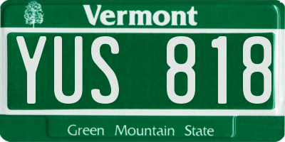 VT license plate YUS818