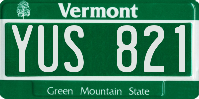 VT license plate YUS821