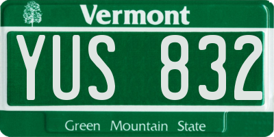 VT license plate YUS832