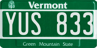 VT license plate YUS833