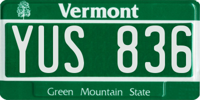 VT license plate YUS836