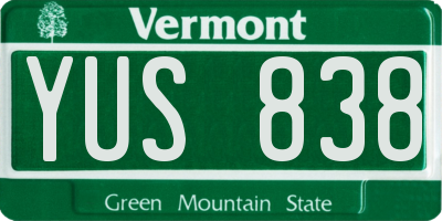 VT license plate YUS838