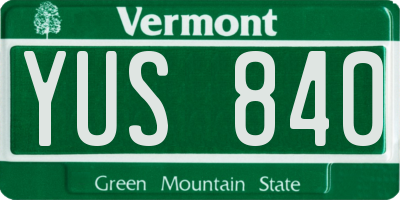 VT license plate YUS840