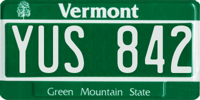 VT license plate YUS842