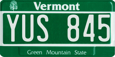 VT license plate YUS845