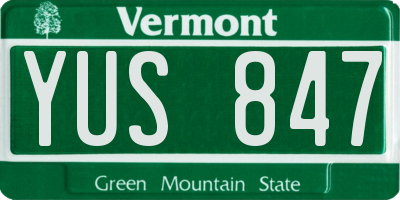 VT license plate YUS847