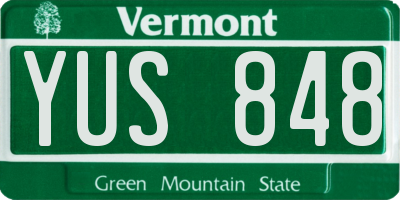 VT license plate YUS848
