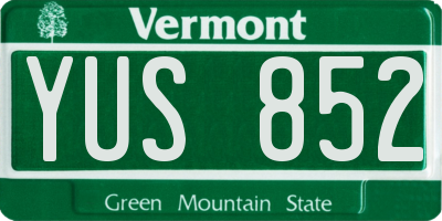 VT license plate YUS852