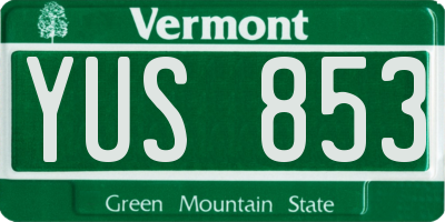 VT license plate YUS853