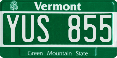 VT license plate YUS855