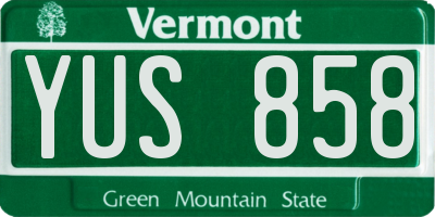 VT license plate YUS858
